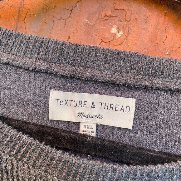 Madewell Texture and Thread Womens 2X Gray Jaquard Knot Front Ribbed Top - Picture 5 of 9